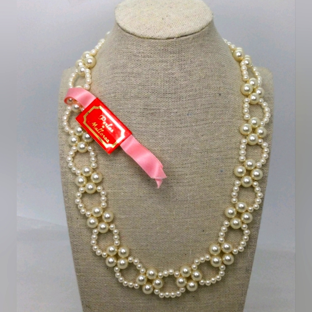 Perlas De Mallorca Beaded Necklace & Bracelet Set NWT